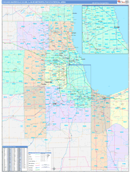 Chicago-Naperville-Elgin ColorCast Wall Map